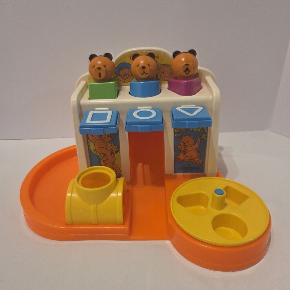 Vtg 1984 Fisher Price 3 Bear Shape Sorter Playground Educational Toy Made in USA